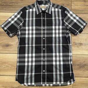 Burberry Black and Gray Casual Plaid Shirt